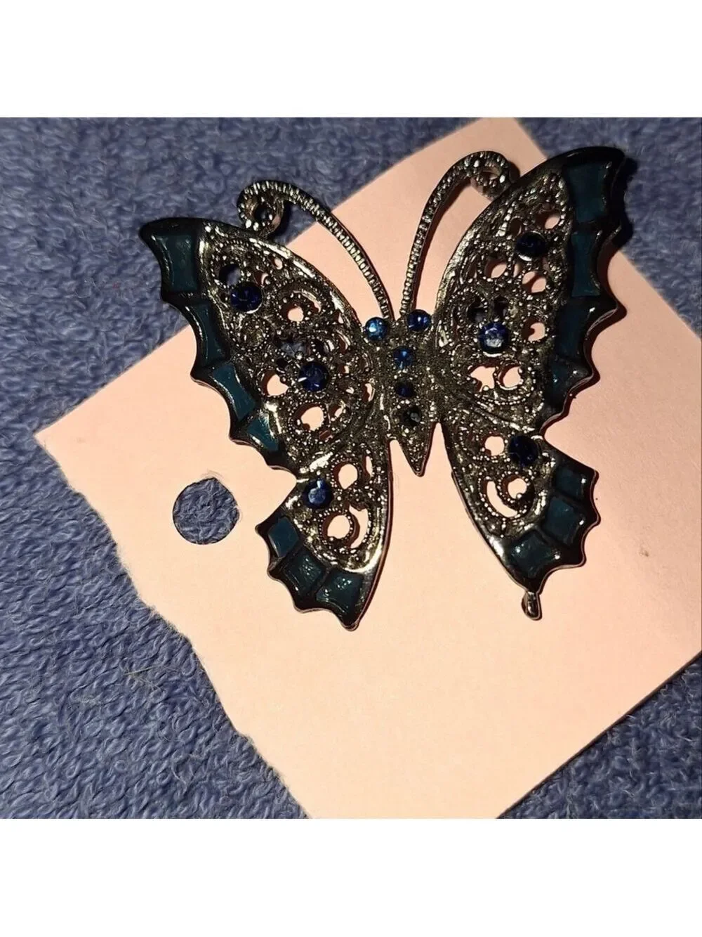 Silver Blue Butterfly Brooch Pin